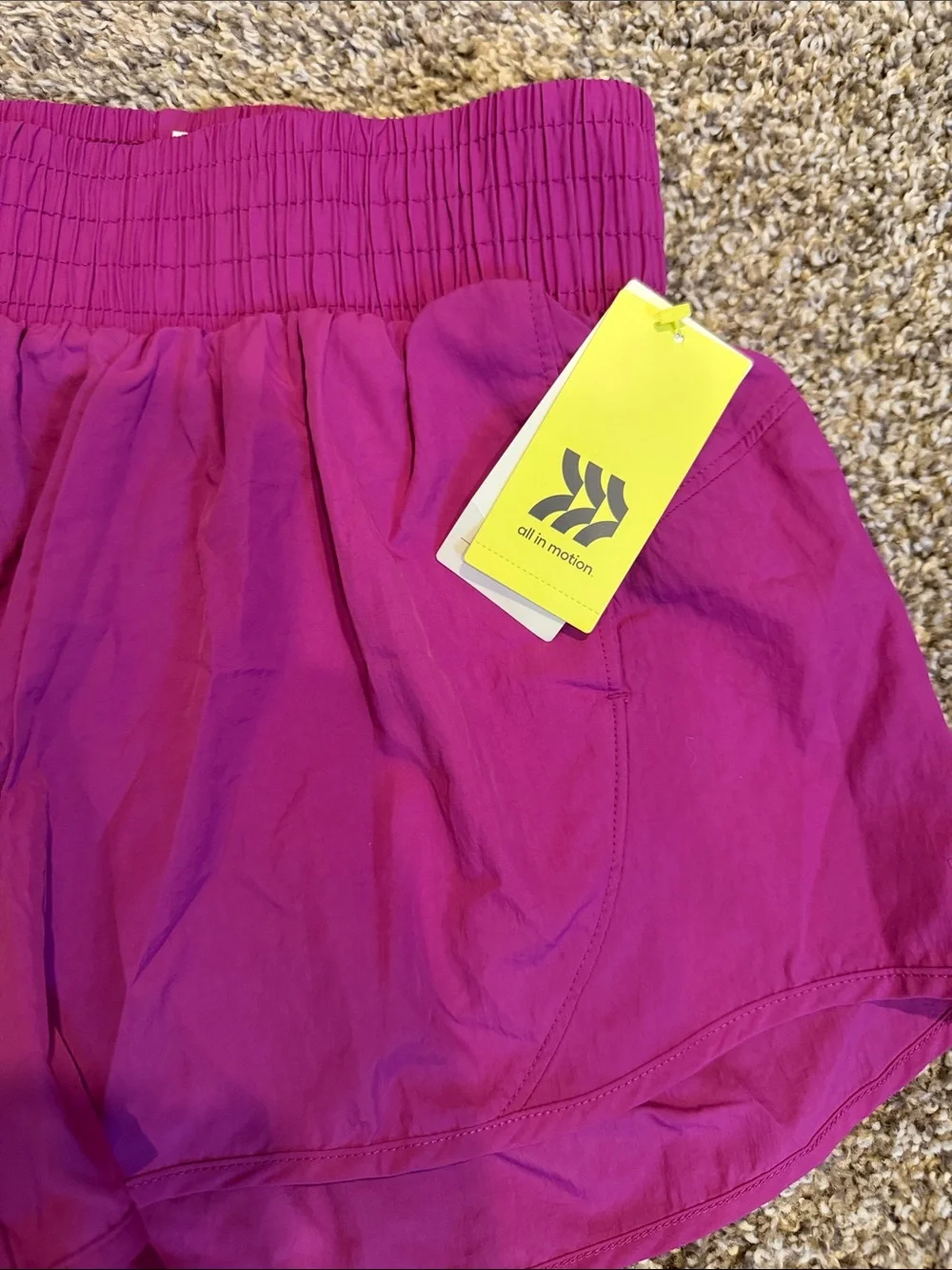 all in motion Magenta Kids' Athletic Shorts with Elastic Waistband
